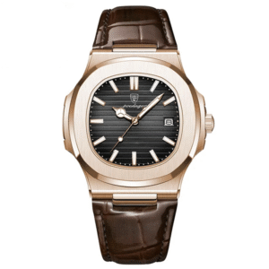 Poedagar Men's 613 RG BK L | Rose Gold Black Leather