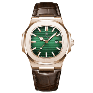 Poedagar Men's 613 RG GN L | Rose Gold Green Leather