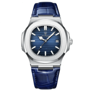 Poedagar Men's 613 SL BU L | Silver Blue Leather