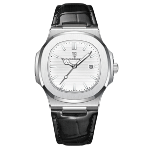 Poedagar Men's 613 SL WH L | Silver White Leather