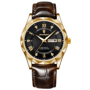 Poedagar Men's 615 AGD BK L | All Gold Black Brown Leather