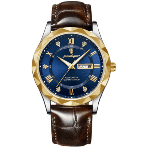 Poedagar Men's 615 GD BU L | Gold Blue Brown Leather