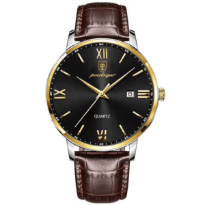 Poedagar Men's 826 GD BK L | Gold Black Leather