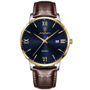 Poedagar Men's 826 GD BU L | Gold Blue Leather