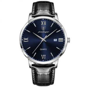Poedagar Men's 826 SL BU L | Silver Blue Leather