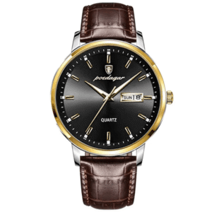 Poedagar Men's 832 GD BK L | Gold Black Leather