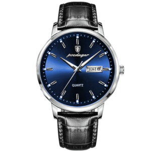 Poedagar Men's 832 SL BU L | Silver Blue Leather