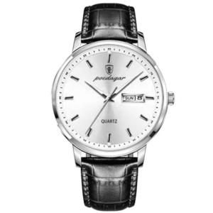 Poedagar Men's 832 SL WH L | Silver White Leather