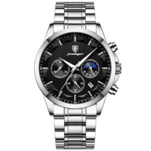 Poedagar Men's 928 SL BK S | Silver Black