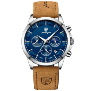 Poedagar Men's 928 SL BU L | Silver Blue Leather