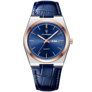 Poedagar Men's 930 RG BU L | Rose Gold Blue Leather