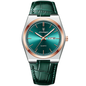 Poedagar Men's 930 RG GN L | Rose Gold Green Leather