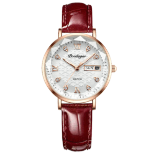 Poedagar Women's 3011 WH L | Rose Gold White Brown Leather