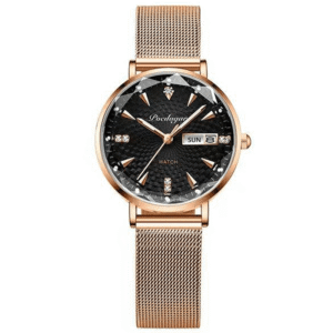 Poedagar Women's 312 BK N | Rose Gold Black Mesh