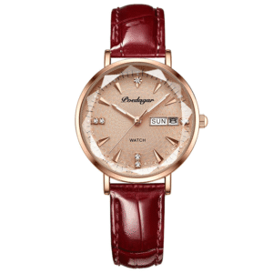 Poedagar Women's 312 GD L | Rose Gold Brown Leather